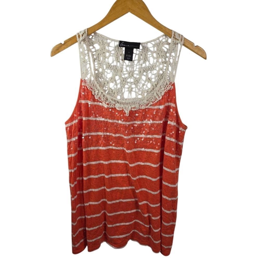 Lane Bryant Orange Striped Sleeveless Tank Top Size 14